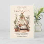 ウォーターカラーグランピングバチェロレッテキャンプパーティー 招待状 (スタンド正面)