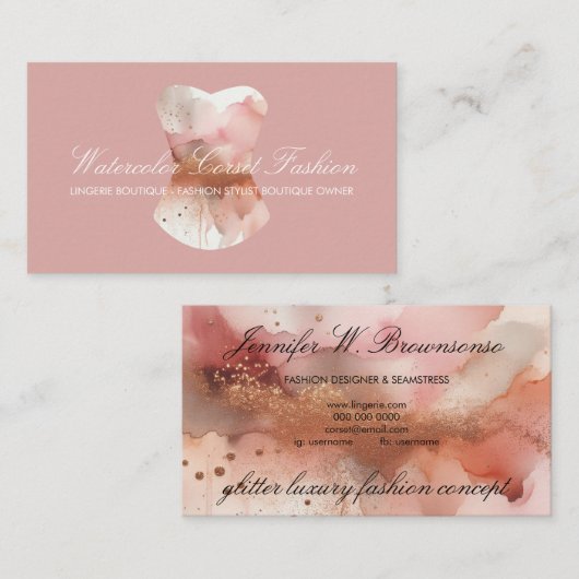 ウォーターカラーグリッツコルセットファッションスタイル 名刺 (正面/裏面)