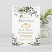 ウォーターカラーグリーナリーキンセアニラセージグリーン金ゴールド 招待状 (スタンド正面)