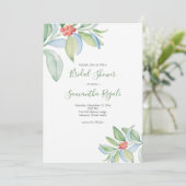 ウォーターカラーグリーナリークリスマスブライダルシャワー 招待状 (スタンド正面)