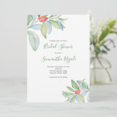 ウォーターカラーグリーナリークリスマスブライダルシャワー 招待状 (スタンド正面)