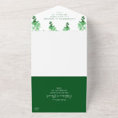 ウォーターカラーグリーナリーダークエメラルド結婚フローラ オールインワン招待状 (外側)