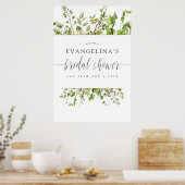 ウォーターカラーグリーナリーブライダルシャワーへようこそ ポスター (キッチン)