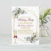 ウォーターカラーグリーナリーベリーベリーホリデイ金ゴールドレッド 招待状 (スタンド正面)