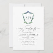 ウォーターカラーグリーナリーローレルクレスト婚約パーティ 招待状 (正面)