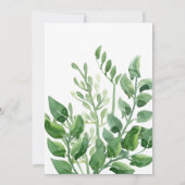 ウォーターカラーグリーンたった今結婚しましたお祝い 招待状 (裏面)