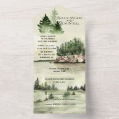 ウォーターカラーグリーンアットザレイクハウス オールインワン招待状 (内側)