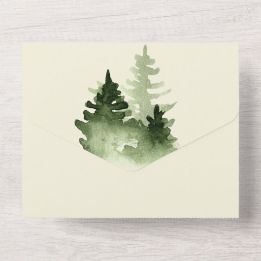 ウォーターカラーグリーンアットザレイクハウス オールインワン招待状 (裏面)