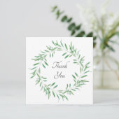 ウォーターカラーグリーンオリーブリース サンキューカード (スタンド正面)