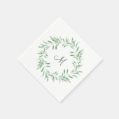 ウォーターカラーグリーンオリーブリース スタンダードカクテルナプキン (角)