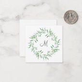 ウォーターカラーグリーンオリーブリース ノートカード (正面/裏面インサイチュ)