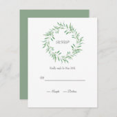 ウォーターカラーグリーンオリーブリース 出欠カード (正面/裏面)