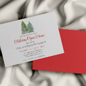 ウォーターカラーグリーンクリスマスツリーホリデーオープンハウス 招待状