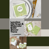 ウォーターカラーグリーンクリビアフローラブライダルシャワー 招待状