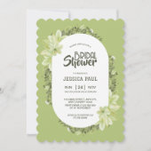 ウォーターカラーグリーンクリビアフローラブライダルシャワー 招待状 (正面)