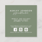 ウォーターカラーグリーンタイポグラフィホワイト&グリーン スクエア名刺 (裏面)