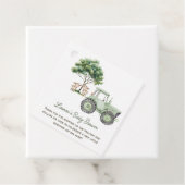 ウォーターカラーグリーントラクターファームメッセージカード フェイバータグ (インサイチュ)