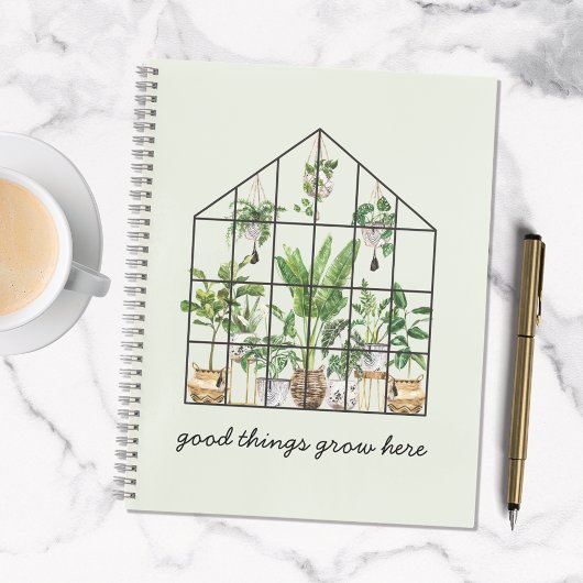 ウォーターカラーグリーントロピカルハウスプラントジャーナル ノートブック