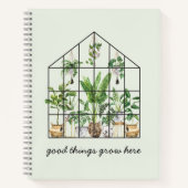 ウォーターカラーグリーントロピカルハウスプラントジャーナル ノートブック (正面)