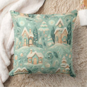 ウォーターカラーグリーンハウスクリスマスモティフスホリデー クッション (ブランケット)