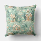 ウォーターカラーグリーンハウスクリスマスモティフスホリデー クッション (裏面)