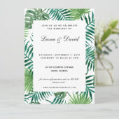 ウォーターカラーグリーンパーム葉結婚式招待状 招待状 (スタンド正面)