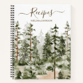 ウォーターカラーグリーンフォレストクックブックレシピ ノートブック (正面)
