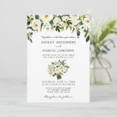 ウォーターカラーグリーンフローラブーケエレガントな結婚式 招待状 (スタンド正面)