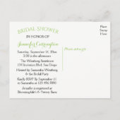 ウォーターカラーグリーンブライダルシャワーシャンパングラス インビテーションポストカード (裏面)