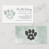 ウォーターカラーグリーンペットシッターグルーミングポー 名刺 (正面/裏面)