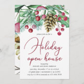 ウォーターカラーグリーンリーアンドベリーホリデイオープンハウス 招待状 (正面/裏面)