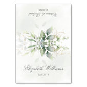 ウォーターカラーグリーンリーエレガントウェディング座席表 テーブルナンバー (正面)