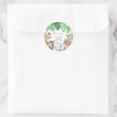 ウォーターカラーグリーンリーサファリアニマルズ誕生日 ラウンドシール (バッグ)