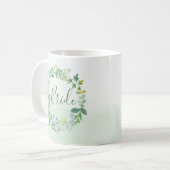 ウォーターカラーグリーンリース花嫁 コーヒーマグカップ (正面左)