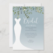ウォーターカラーグリーンリーダスティブルーブライダルシャワー 招待状 (正面)