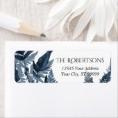 ウォーターカラーグリーンリーネイビーブルーシダ差出人住所 ラベル (インサイチュ)