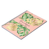 ウォーターカラーグリーンリーパーム金ゴールドピーチビジネス ノートブック (左側)