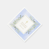 ウォーターカラーグリーンリーブルーバプテスマ《キリスト教》洗礼式や命名式 スタンダードカクテルナプキン (角)