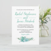 ウォーターカラーグリーンリーボタニカル結婚式招待状 招待状 (スタンド正面)