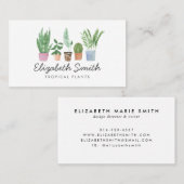 ウォーターカラーグリーンリーポッテッドハウスプラント子供部屋 名刺 (正面/裏面)