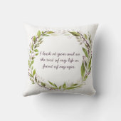 ウォーターカラーグリーンリーリースパープルベリーズつる植物 クッション (裏面)