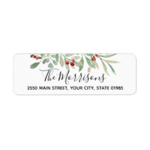 ウォーターカラーグリーンリーレッドベリー差出人住所