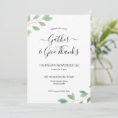 ウォーターカラーグリーンリー感謝祭ディナー招待状 招待状 (スタンド正面)
