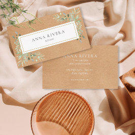 ウォーターカラーグリーンリー素朴クラフトプロフェッショナル 名刺