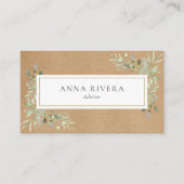 ウォーターカラーグリーンリー素朴クラフトプロフェッショナル 名刺 (正面)