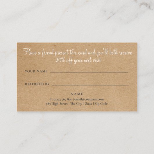 ウォーターカラーグリーンリー素朴クラフト 紹介カード (裏面)