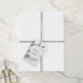 ウォーターカラーグリーンリー結婚金ゴールドズゲストバッグウェルカム ギフトタグ (より糸付き)