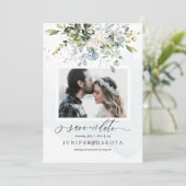 ウォーターカラーグリーンリー赤面ピンクダスティブルー 招待状 (スタンド正面)