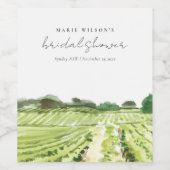 ウォーターカラーグリーンワイナリービニヤードブライダルシャワー ワインラベル (シングルラベル)