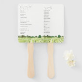 ウォーターカラーグリーンワイナリービニヤード結婚式 プログラム ハンドファン (正面&裏面)